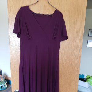 Purple Faux Wrap Dress- Polyester Spandex